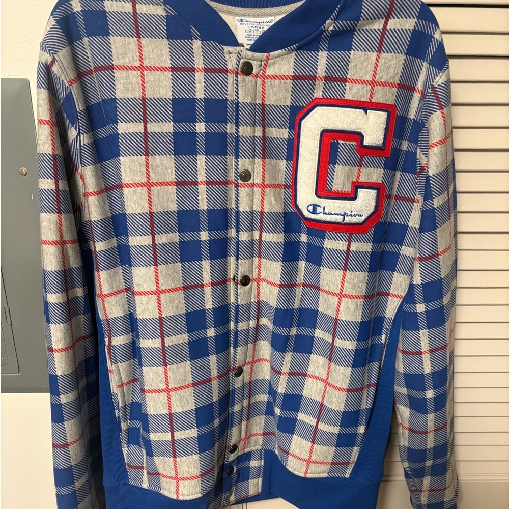 Champion LIFE Men's Reverse Weave Baseball Jacket Plaid